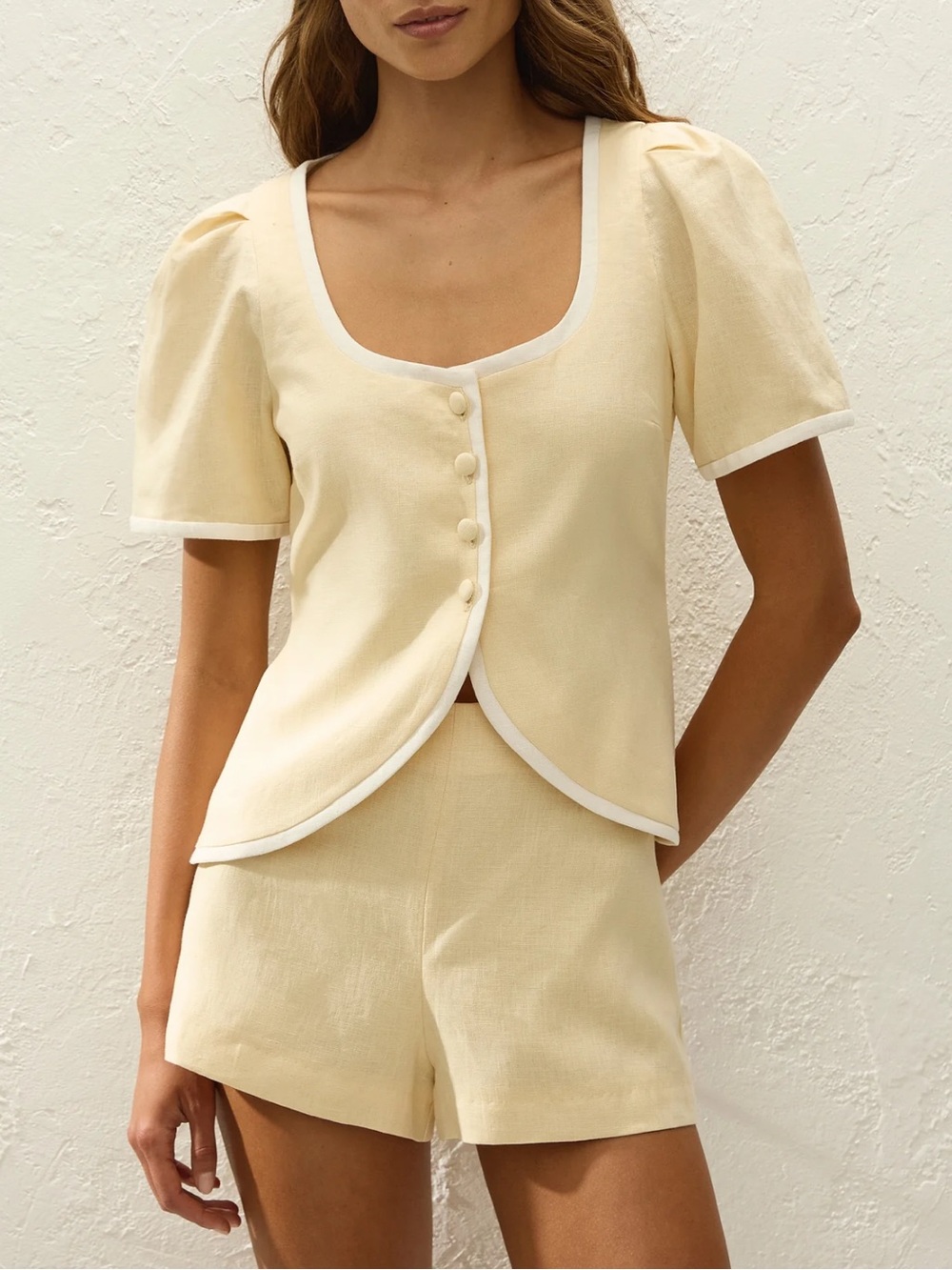 NEW Faithfull Madeline Top and Lila mini Short set Butter yellow size US 2 XS